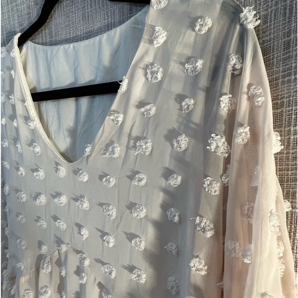 Cream chiffon dress, cream chenille dress - Picture 2 of 4